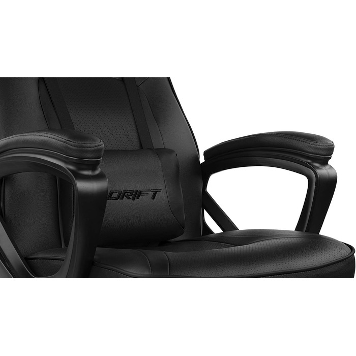 Ігрове крісло DRIFT GAMING DR50 (DR50BL) професійне, регулювання висоти, гойдальний механізм, м'які підлокітники, штучна шкіра, чорне, 67x122-131x67 см
