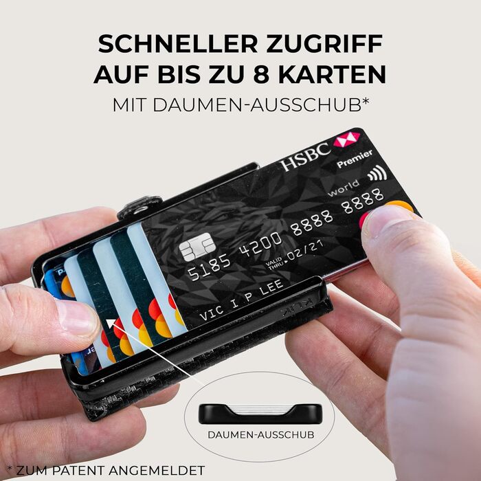 PURISTO KLIK: Тонкий чоловічий гаманець з натуральної шкіри з RFID захистом - на 10-12 карт, без відділу для монет (Carbon)