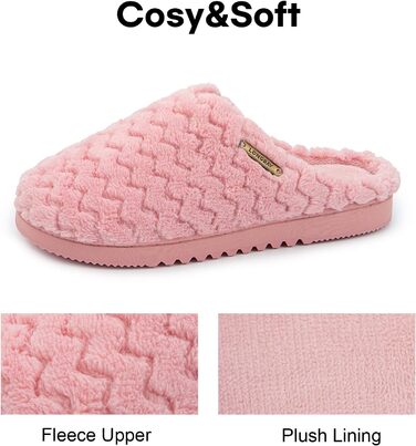 Домашні тапочки LongBay для жінок з піною Memory Foam та плюшем, неслизькі, 36/37 EU, рожеві