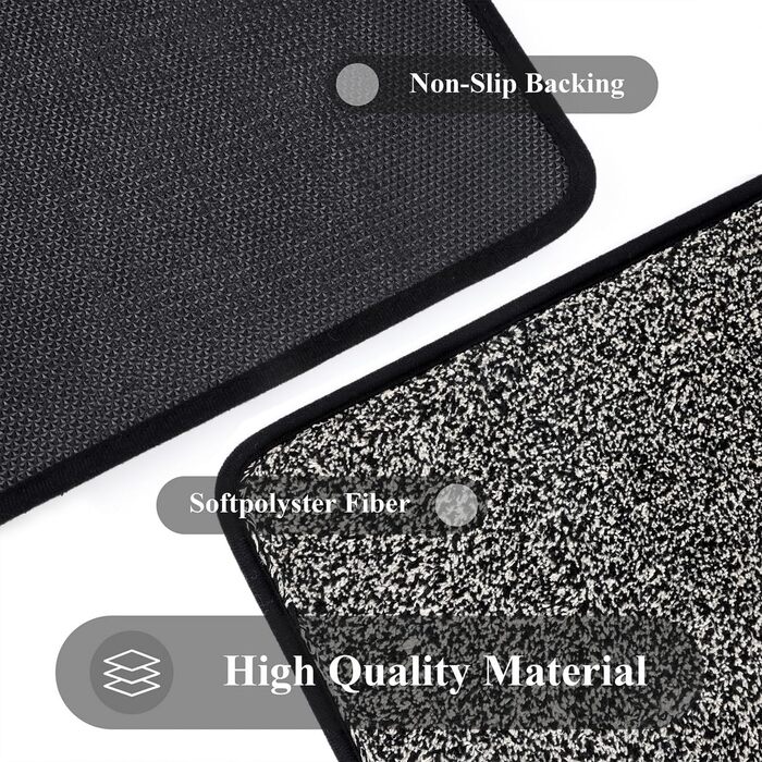 Придверний килимок Pauwer протиковзкий та зносостійкий, мийний килим для входу, тераси, коридору та саду, для дому та вулиці (45x70 см, чорний)