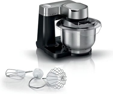 Bosch MUMS2VM00 Kitchen Appliance, Series 2 - 900 W, 7 Speed Settings + Turbo, Baking Set, 3.8 l Stainless Steel Bowl Black