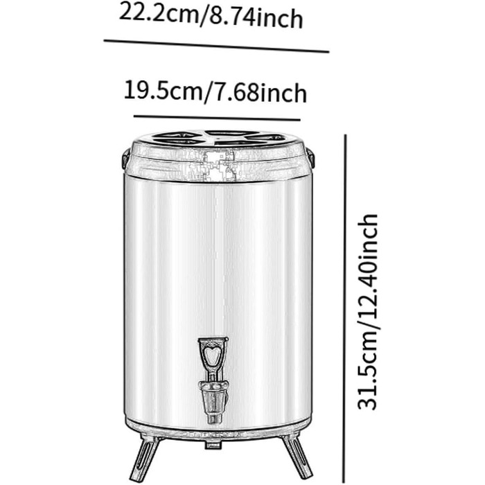 F Fityle Hot/Cold Beverage Dispenser, Tea Barrel with Tap, Water-Insulated Drink Dispenser, Drink Container for Camping/Kindergarten, 6L White