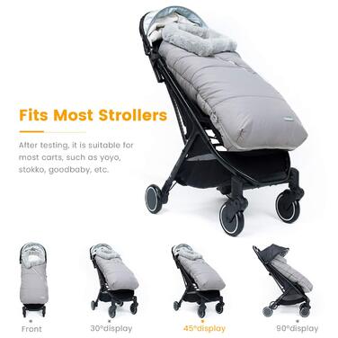 Orzbow Baby Footmuff Stroller Winter Footmuff Buggy, Baby Sleeping Bag Car Seat Winter, with Two-Way Zipper Washable Detachable Faux Fur Collar Fits All Strollers (Light Grey)
