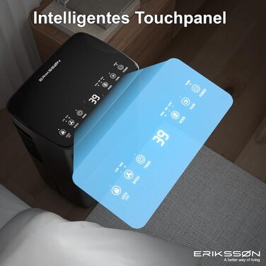 Зволожувач повітря Erikssøn з LED дисплеєм, таймером та захистом для дітей | видаляє 16 л вологи на добу | для приміщень до 140 м³ (70 м²) | енергоефективний зволожувач з датчиком вологості, білий (чорний)