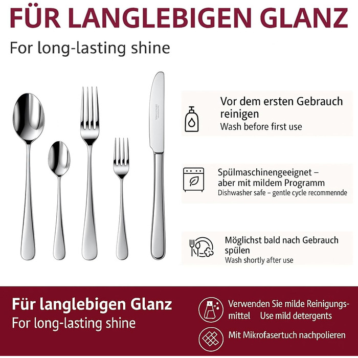 Набір столових приборів 60 предметів для 12 осіб з нержавіючої сталі – елегантний набір, полірований до блиску, безпечний для посудомийної машини та стійкий до іржі; для стильного сервірування столу в будні та на свята (Модель 6)
