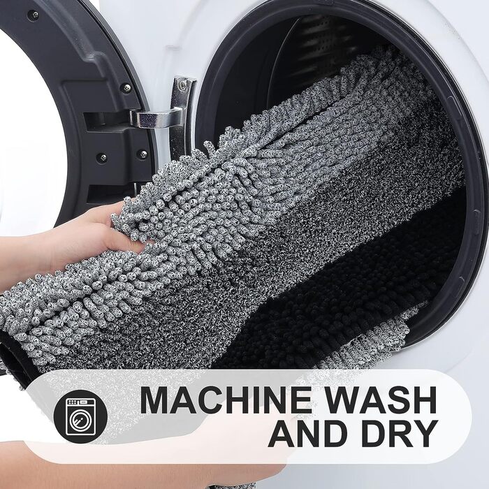 Килимок для ванної кімнати Homaxy з м'якого велюру, неслизький, швидковисихаючий, 40x60 см / 50x60 см (U-подібний), чорний