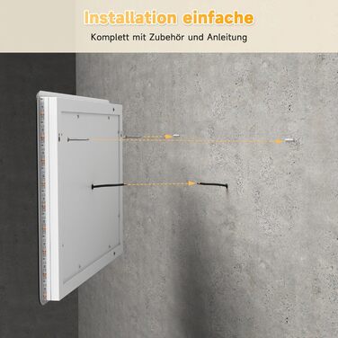 Дзеркало для ванної кімнати SONNI з LED-підсвічуванням, 100 x 60 см, антизапарник, IP44, сенсорне керування, 3 кольори світла