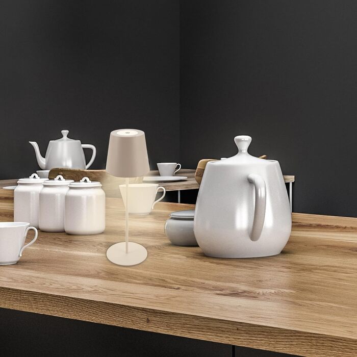 Світлодіодна настільна лампа Briloner бездротова з сенсорним керуванням, димування, регульована висота, бежева 36x10.5 см