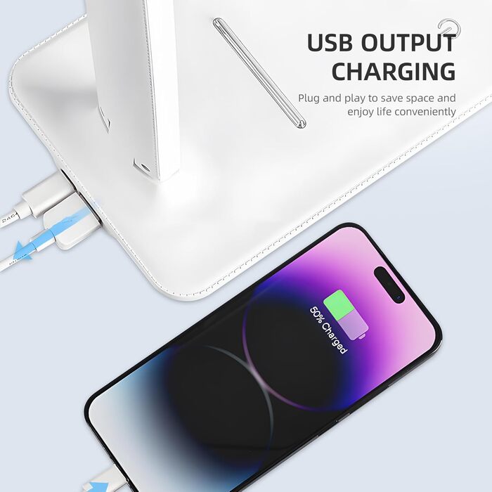 LED лампа настільна Carehabi з USB, 5 кольорів та 5 рівнів яскравості, торкання, для дітей, кімната, офіс