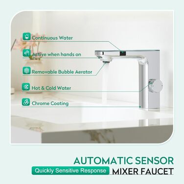 Кран кухонний CREA, 360° поворотний, з високим виливом, інфрачервоний, хром