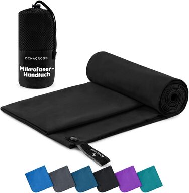 Набір з 3-х рушників Zenacross з мікрофібри з сумкою для перенесення - Швидковисихаючі та універсальні рушники для фітнесу - Розміри: XS, S, M - Petrolgrün Petrolgrün (Чорний, L - 160 x 80 см)