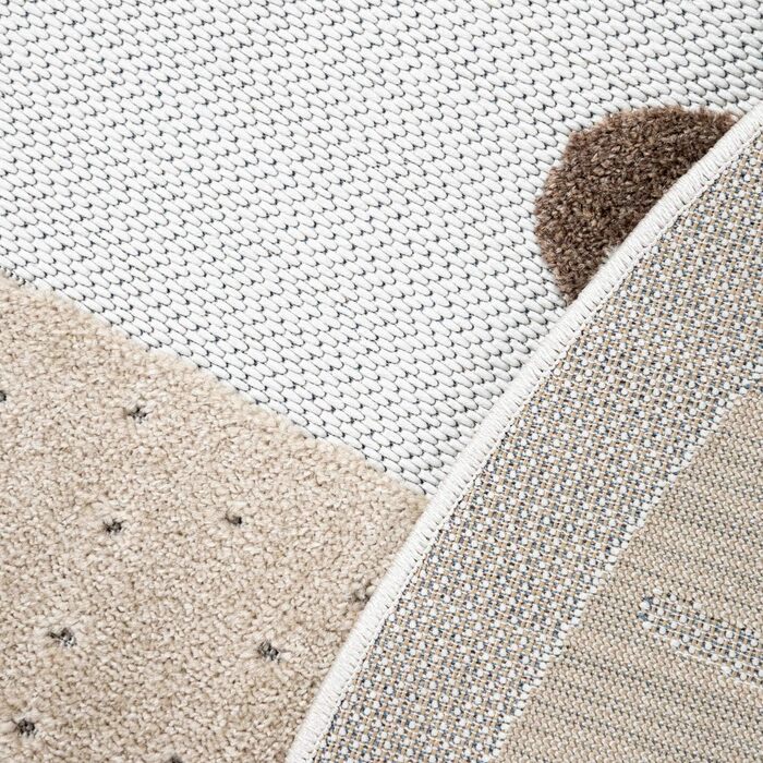 Paco Home Kids Rug Children's Room Outdoor Rug Round Play Rug Modern 3D Effect, Size: Ø 120 cm Round, Color: Beige