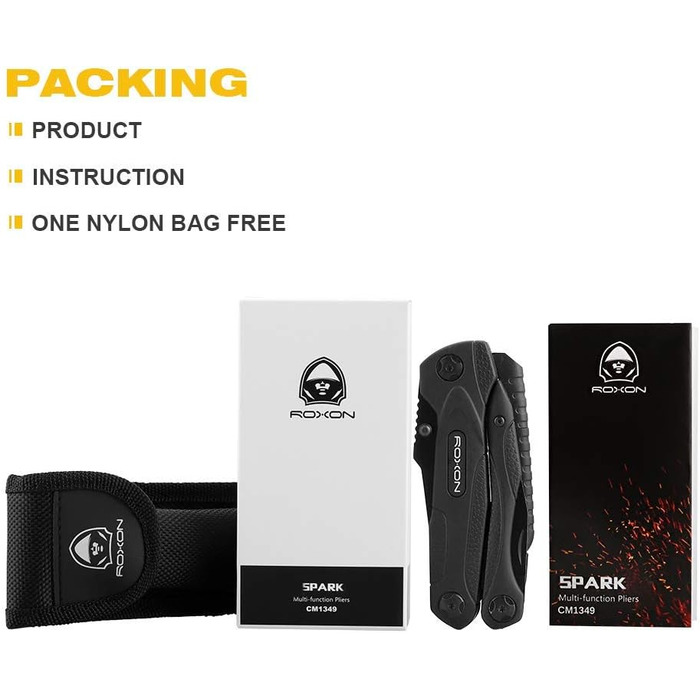 Мультитул ROXON CM1349 Spark: 14-в-1, мультиінструмент, плоскогубці, для туризму та виживання