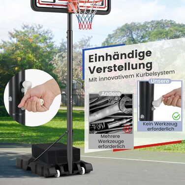 COSTWAY Adjustable Height Basketball Hoop System - Outdoor Mobile Basketball Stand with Wheels & Weight Bag (225-305cm)