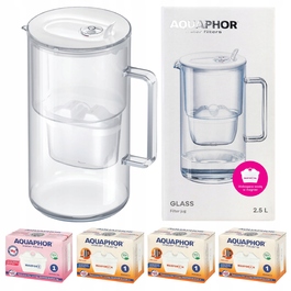 Скляний фільтр-кувшин Aquaphor Glass, білий + 4 фільтри Maxfor (1Mg+3H)
