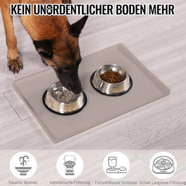 Підкладка під миску для котів та собак MateeyLife, силіконова, нековзна, водовідштовхувальна, 56x36 см, сіро-коричнева