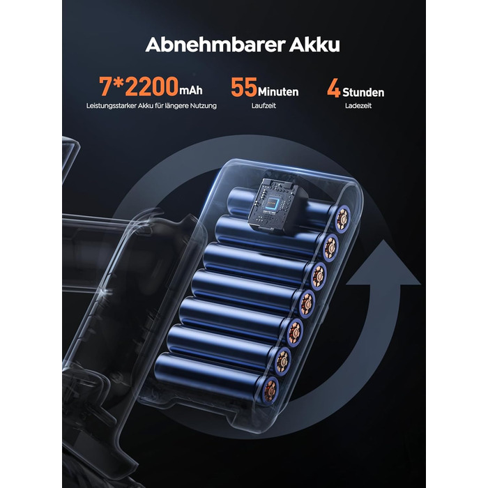 Бездротовий пилосос BuTure VAC 450W, 38000Pa, з зарядкою від підлоги, 55 хв роботи, потужний, з сенсорним екраном, для підлоги та килимів, з контейнером 1,5 л