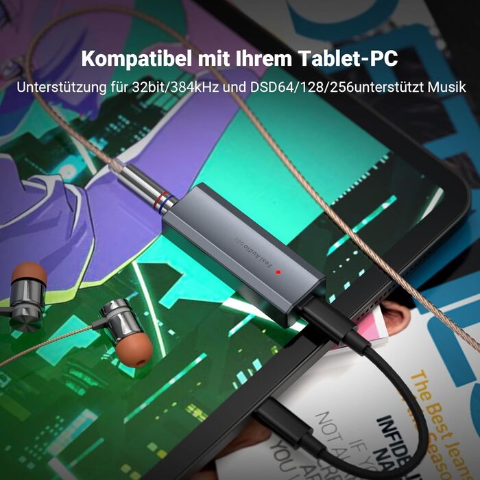 Портативний ЦАП та підсилювач навушників Fosi Audio DS2 з ES9038Q2M, підтримка PCM 32-bit/768kHz та DSD512, 3.5mm та 4.4mm виходи, Hi-Fi аудіо, USB ЦАП для навушників