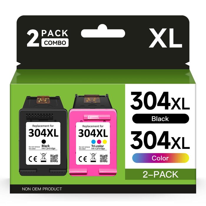 Комплект картриджів 304XL (чорний та кольоровий) для принтерів HP Envy 5000, 5010, 5020, 5030, 5032 та HP DeskJet 2600, 2620, 2622, 2630, 2633, 3720, 3750