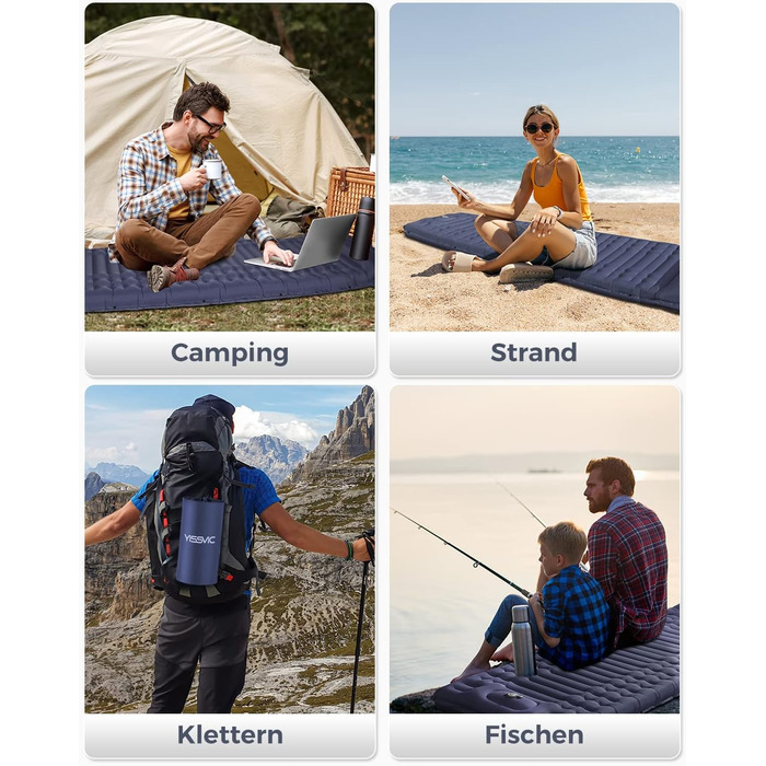Каремат туристичний Yissvic Isomatte самонадувний з насосом, ультралегкий, для кемпінгу та піших прогулянок, блакитний