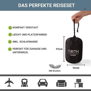 AIRTH® Преміум подушка для шиї з Memory Foam - Ергономічна підтримка шиї з знімним чохлом для максимального комфорту та відпочинку - М'яка та затишна | Чорний, 2023