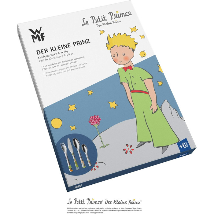 Набір дитячого посуду WMF Der Kleine Prinz (4 шт.), нержавіюча сталь, для дітей від 6 років, Cromargan, придатний для миття в посудомийній машині