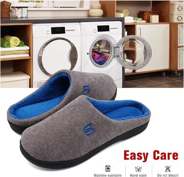 Тапочки домашні жіночі та чоловічі WateLves з Memory Foam, бавовна, сірі та блакитні, 40/41 EU