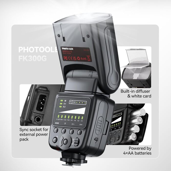 Фотоспалаху Blitz GN60 TTL для Canon DSLR, 1/20000s HSS, 2.4G Wireless, Швидке перероблення, FK300G-DE