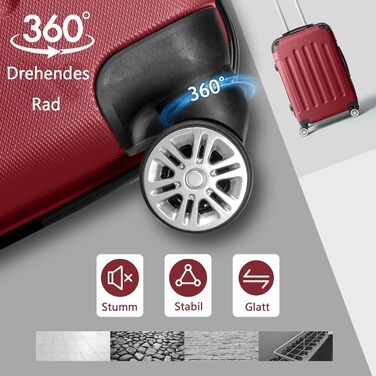 Набір валіз LEADZM 3 шт. з захистом кутів, ABS, телескопічний ручка, ручна поклажа (Бургунді)