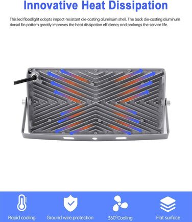 Світлодіодний прожектор 300W 30000Лм, тепле біле світло 3000K, IP65, для вулиці, саду, тераси, гаража, спортивного майданчика, фабрики, майстерні, комплект 10 шт, 100W холодне біле світло
