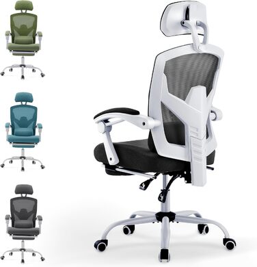 Офісне крісло DUMOS Ergonomisch: комфортне крісло з підлокітниками та підтримкою попереку, для дому та офісу (чорний, 66 x 100 x 129 см)