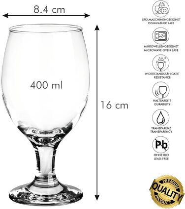 Набір келихів для пива Biergläser 590 мл (24 шт) + Келихи для пшеничного пива 400 мл - Кришталеві, для чоловіків, можна мити в посудомийній машині