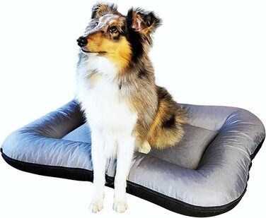 Ліжко для собак середніх порід 4L Textil KLEO, 90x70 см, водонепроникне, з блискавкою, темно-зелене/сіре