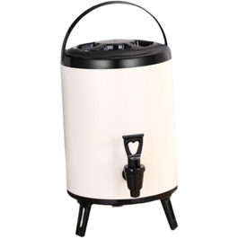 F Fityle Hot/Cold Beverage Dispenser, Tea Barrel with Tap, Water-Insulated Drink Dispenser, Drink Container for Camping/Kindergarten, 8L White