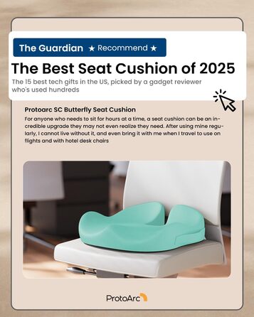 Ортопедична подушка для сидіння ProtoArc для офісного крісла, ергономічна подушка для куприка з піною з пам'яті, рівномірний розподіл тиску, подушка для куприка для повсякденного комфорту для інвалідного візка, авто (М'ятно-зелений, великий)