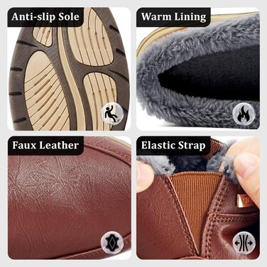 Чоловічі домашні тапочки з шкіри, зимові, теплі, з плюшевою підкладкою для дому та вулиці (темно-коричневий, 41 EU)