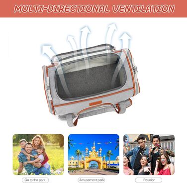 Транспортна переноска для котів та собак PETCUTE, сірого кольору, знімний килимок, дихаюча, з регульованим ременем, схвалена авіакомпаніями