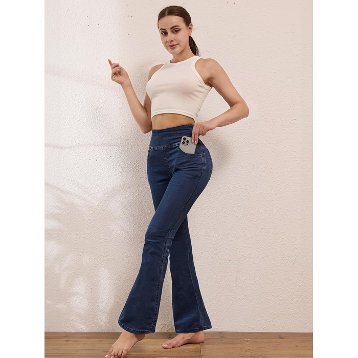 Джинси жіночі Chase Hot Bootcut, висока талія, еластичні джеггінси з кишенями, темно-синій, 31 inseam