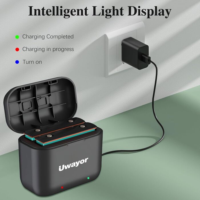 Запасний акумулятор Uwayor для Insta360 X3, 3-канальне USB-зарядне пристрій, сумісний з камерою Insta360 One X3
