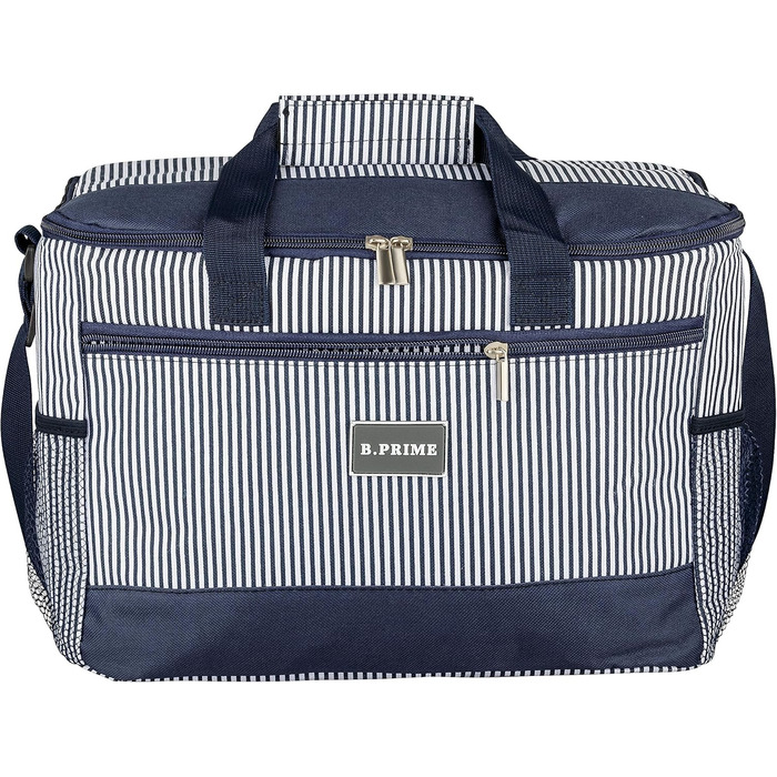 Термосумка B.PRIME 20L Classic Navy-Blue Striped - Ідеальна для пікніка, подорожей та відпочинку на природі