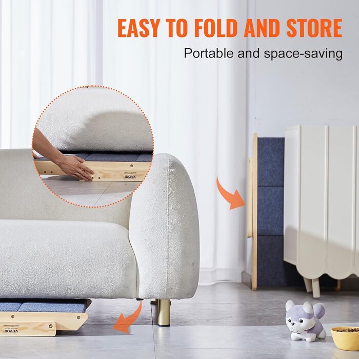 Сходи для домашніх тварин VEVOR з дерева, 2-в-1, складана, для собак та котів, для ліжка, дивану, автомобіля, 3 сходинки, до 68 кг