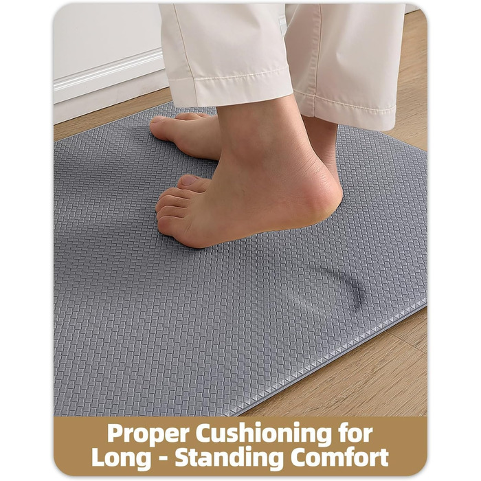 Килимок для кухні COLOR&GEOMETRY 44x150 см, сірий, з неслизьким покриттям, PVC, водо- та олієстійкий, з гумовою основою