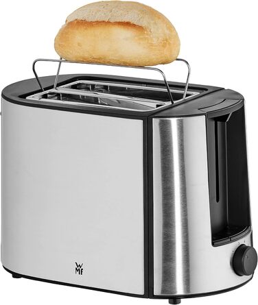 WMF Bueno Pro Toaster 2 Slice, Double-Slot Toaster Stainless Steel with Roll Holder, 2 Slices, 6 Browning Levels, 870 W, brushed stainless steel