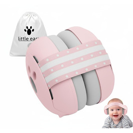 Навушники для захисту від шуму для немовлят та малюків (0-36 місяців), високоякісні дитячі навушники з регульованим антиковзним стрічкою, ідеально підходять для повсякденного використання, сну та подорожей, рожеві