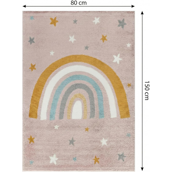 Дитячий килим Kinderteppich DOTS бежево-рожевий 80x150 см, Öko-Tex, для дівчаток в кімнату
