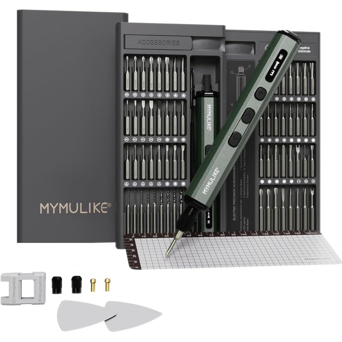 Набір електричного викрутника Mini 78 в 1 з 56 бітами, 9 свердлами, 5 режимами крутного моменту та LED-підсвічуванням для точної роботи (годинники, камери)