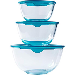 Pyrex® Prep & Store Glass Bowls with Lids, durable, 0.5 l, 1 l, 2 l, BPA-free, set of 3