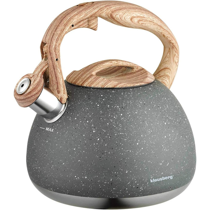 Чайник електричний Klausberg з нержавіючої сталі 2.8L з мармуровим покриттям, сірий KB-7369