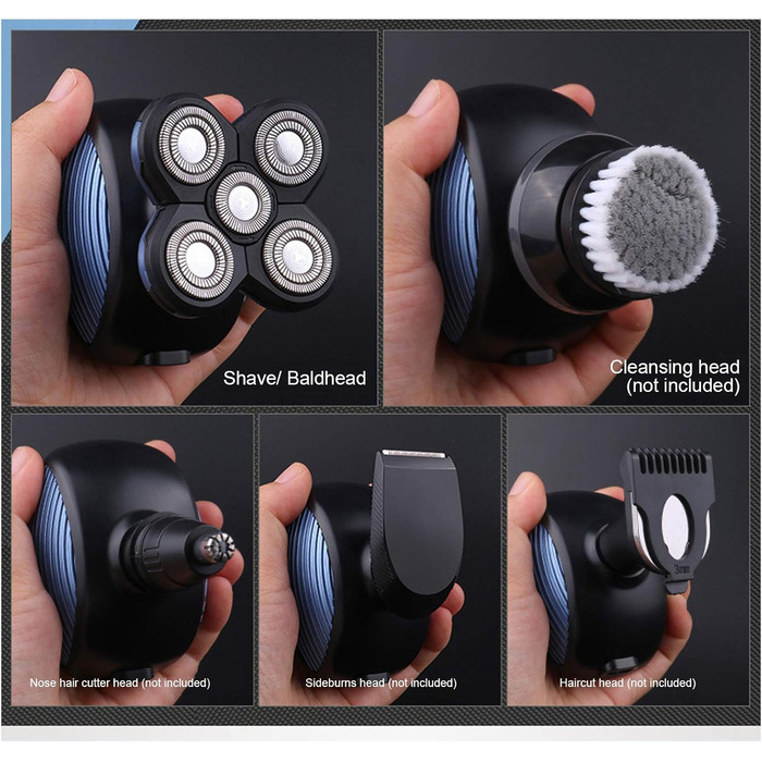 Електричний гоління голови для чоловіків Glatzen Rasierer з 5 лезами, USB, водонепроникний, з тримером та набором для догляду
