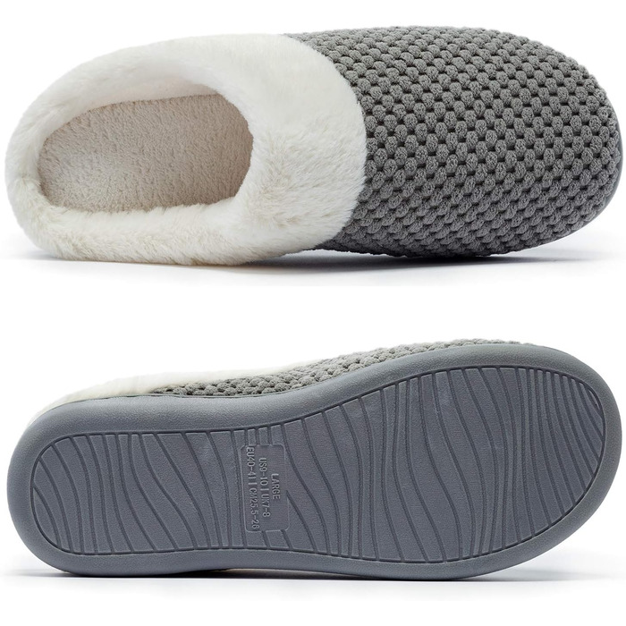 Тапочки жіночі зимові з меморі-піною, теплі, зручні, з антиковзаючою підошвою, плюшеві, легкі, для дому, сірі, 40/41 EU